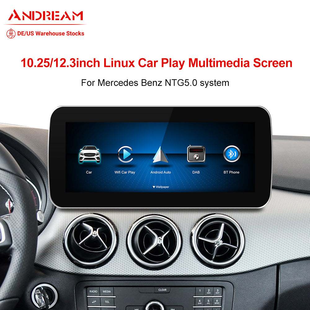 Andream Wireless Carplay/Android Auto 10.25'' 12.3 '' Touchscreen Multimedia For Mercedes Benz NTG5.0/NTG5.1/NTG5.2 B E C GLE W167 W212 W246 W205 W176