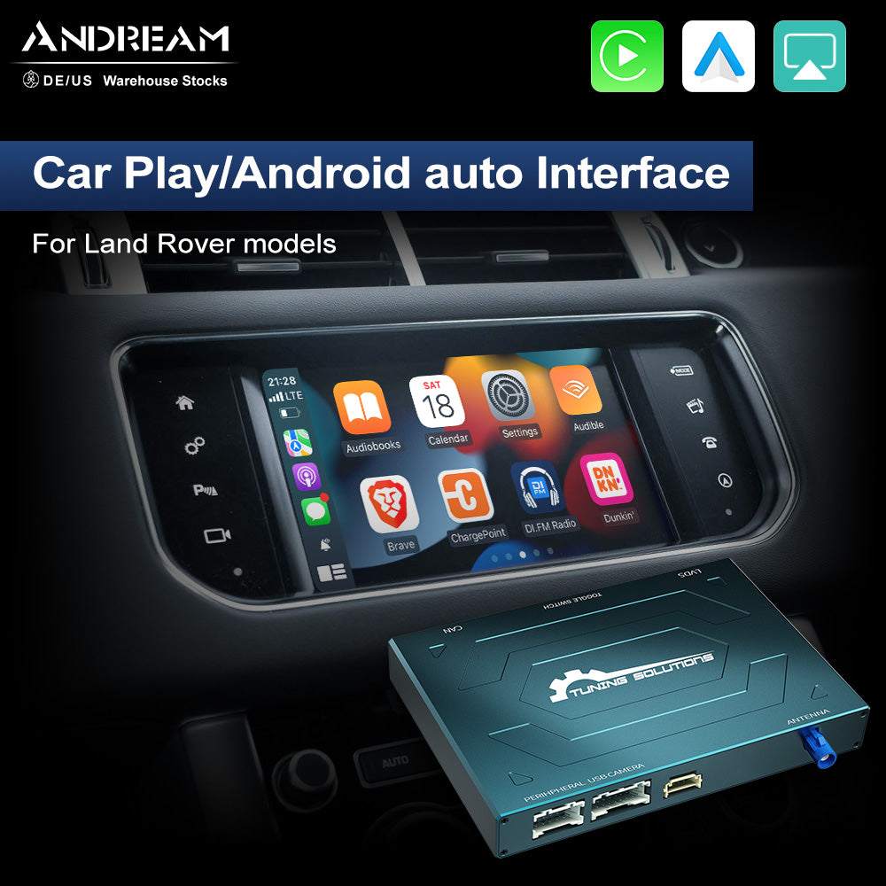 Andream Wireless Carplay OEM Adapter Dongle Interface Module Box For Land Range Rover Sport Evoque Vogue Discovery 4 Jaguar XE XF Android Auto Mirror.