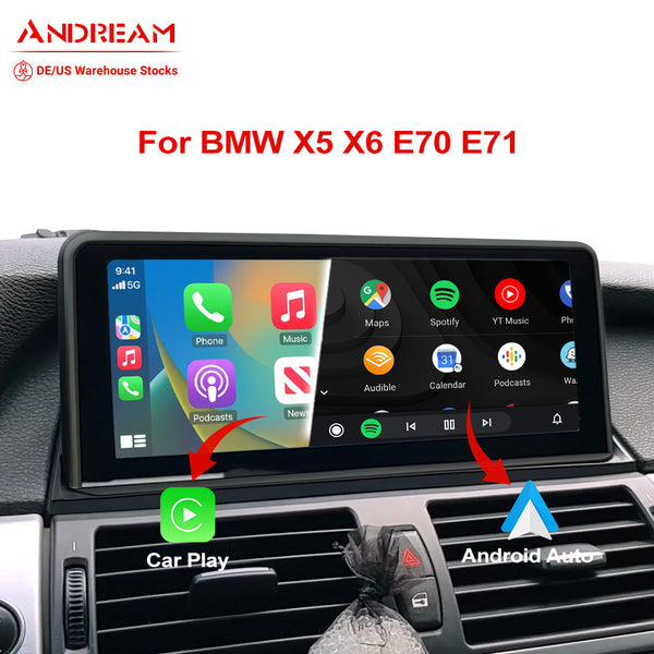 Andream 10.25" Wireless Apple CarPlay Android Auto Car Multimedia For BMW X5 X6 E70 E71 E72 Original CCC CIC 2007-2013 Head Unit Touch Screen
