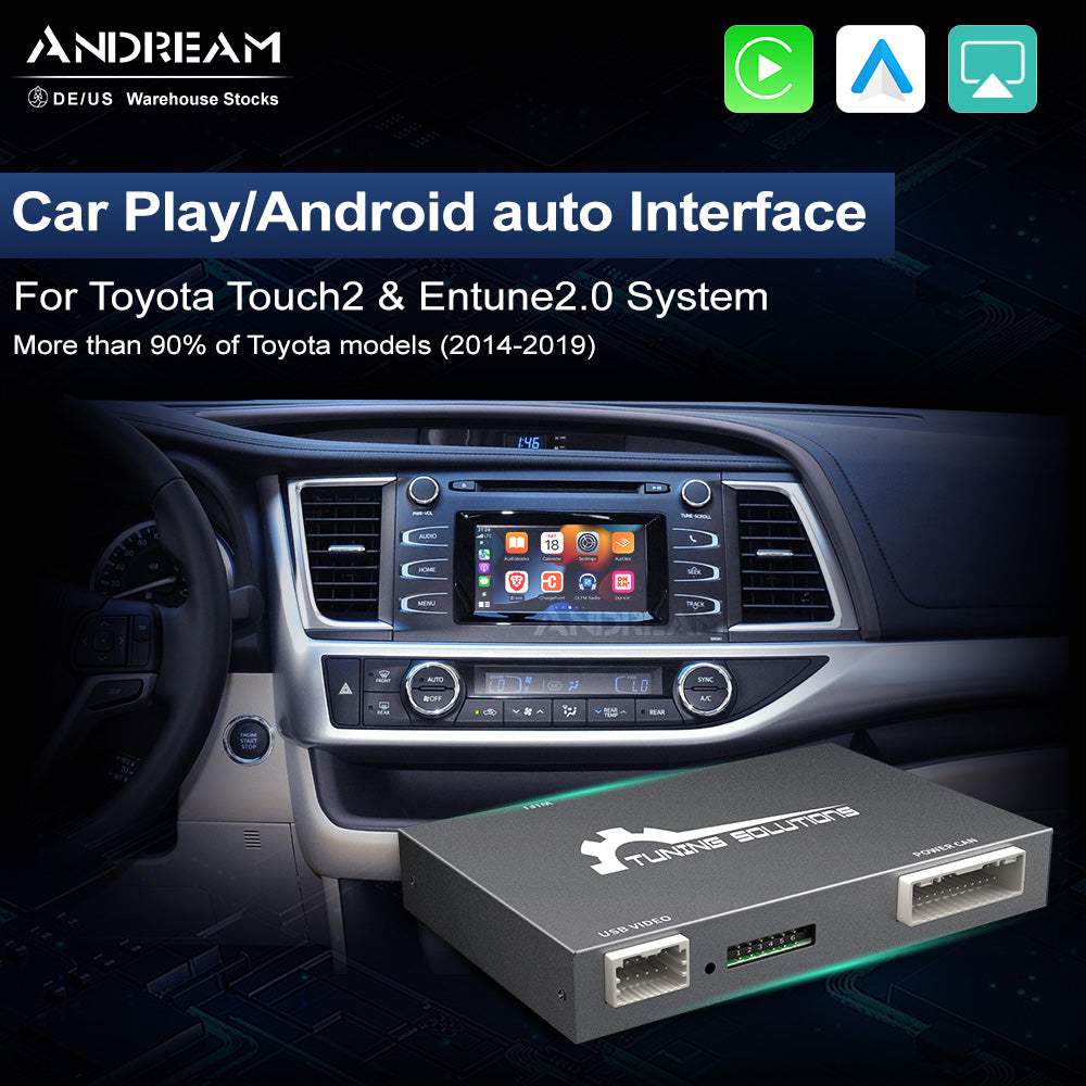 Andream Wireless CarPlay For TOYOTA Touch2 2014-2019 Highlander Tundra CHR RAV4 Tacoma Land Curiser Prado Auris Avalon Android Auto.