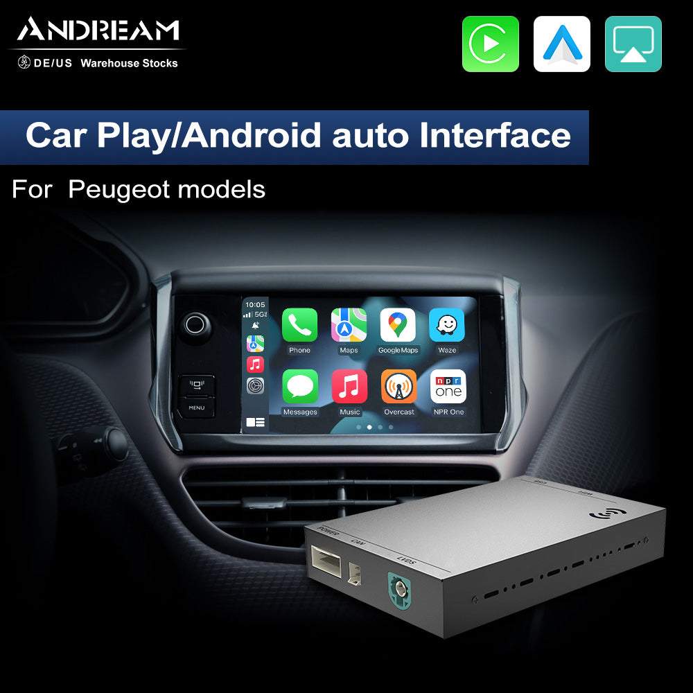 Andream Wireless Carplay Android Auto MMI Prime Retrofit Box For Peugeot 508 Citroen DS5/6 2013-2017 Original Screen Upgrade Monitor Mirror Link.