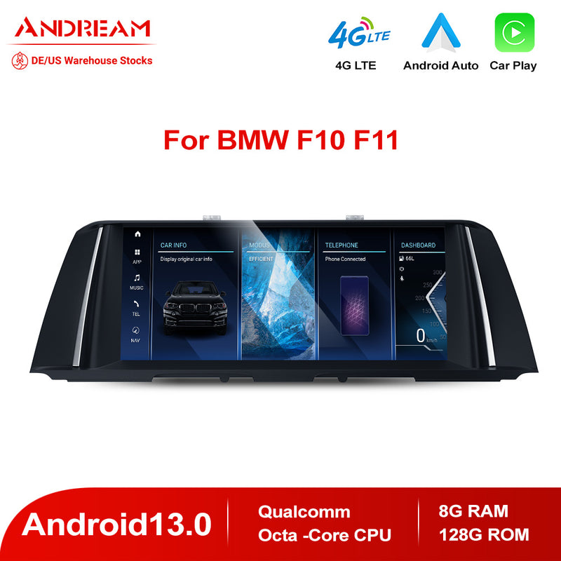 Andream 10.25" Android 13.0 8G+128G Qualcomm 8 core IPS Car Smart Navigation Core Radio For BMW Series 5 F10 F11 F18 Original CIC NBT System