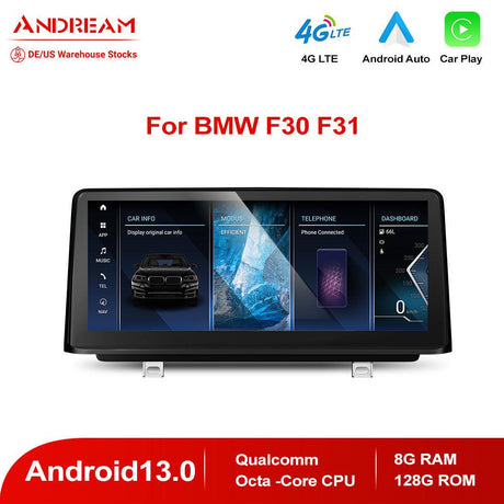 Andream 10.25" 8.8" Android 13.0 8G+128G Qualcomm 8-core IPS Car MultiMedia For BMW Series 3 F30 F31 Series 4 F32 F36 CIC NBT EVO System Touchscreen.