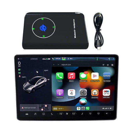 Andream CarPlay Mini Ai Box iPhone IOS Fast Pairing Wireless CarPlay Adapter Box Plug and Play USB Bluetooth-compatible For Tesla Cars Model 3 X Y S.