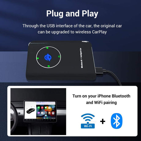 Andream CarPlay Mini Ai Box iPhone IOS Fast Pairing Wireless CarPlay Adapter Box Plug and Play USB Bluetooth-compatible For Tesla Cars Model 3 X Y S.